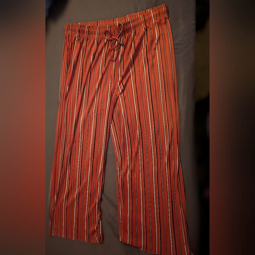 Rouge Helium Orange Striped Wide Leg Pants